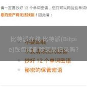 比特派在线 比特派(Bitpie)钱包能删除交易记录吗？